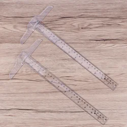 2pcs 30cm T-Square Double Side Scale Plastic Measuring Tool T Shape Ruler for Drafting and General Layout Work (inch,)