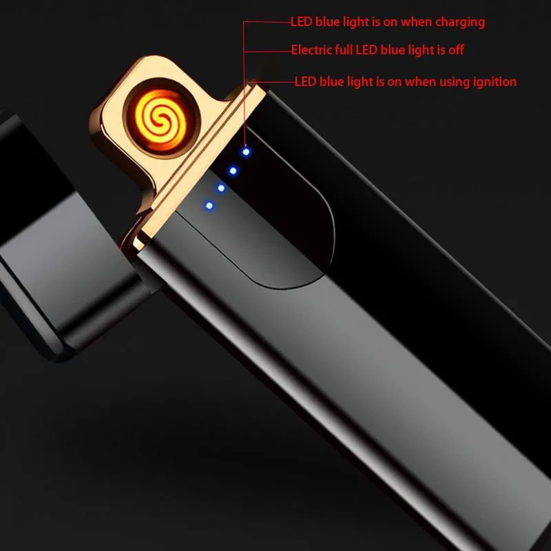 Новая сенсорная зажигалка, зажигалка, USB Зажигалка, ветрозащитная, беспламенная, перезаряжаемая, Электронная зажигалка для курения