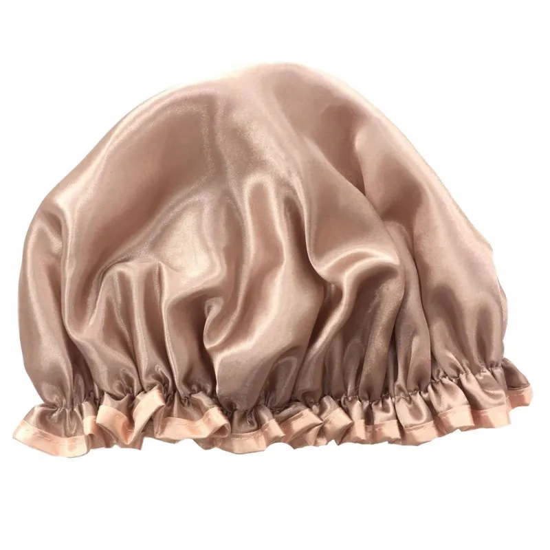 Thick Women Shower Satin Hats Colorful Bath Shower Caps Hair Cover Double waterproof Bathing Cap