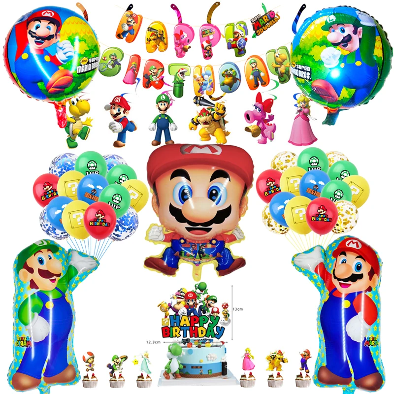 1set Cartoons Super Mario Birthday for Baby boy Girl Balloon Banners Game theme Decoration Children’s Party Supplies Decor set | Дом и сад