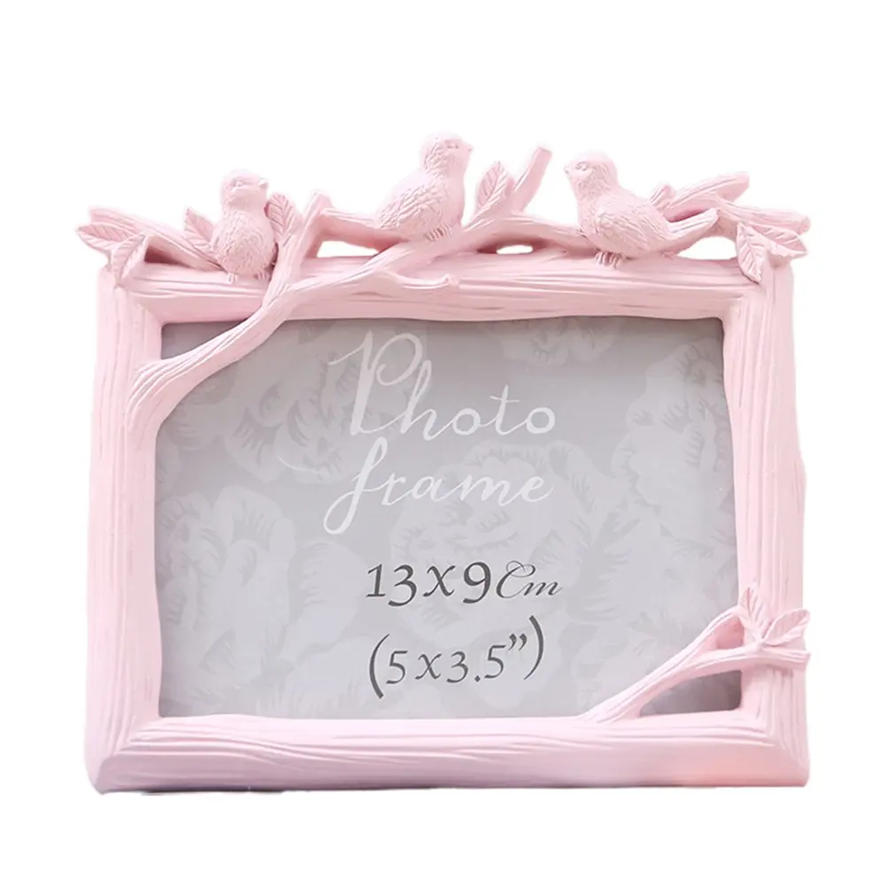 

Resin Photo Frame Retro Birds Branches Decor Gift Horizontal Resin Photo Frame Desktop Decoration