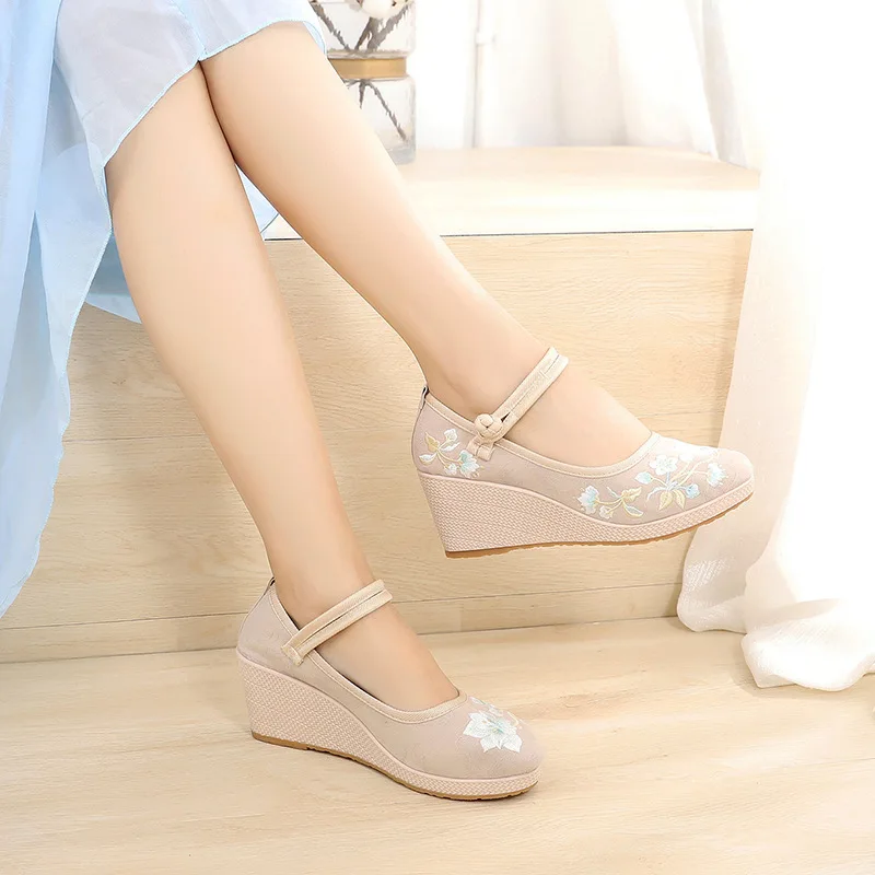 Scarpe mary-jane Jacquard floreale con zeppa da 7cm - Veowalk 47 Scarpe mary-jane Jacquard floreale con zeppa da 7cm - Veowalk - immagine 7