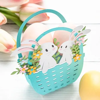 

Two Bunny In A basket Metal Cutting Dies Rabbits Die Cuts For Card Making 2020