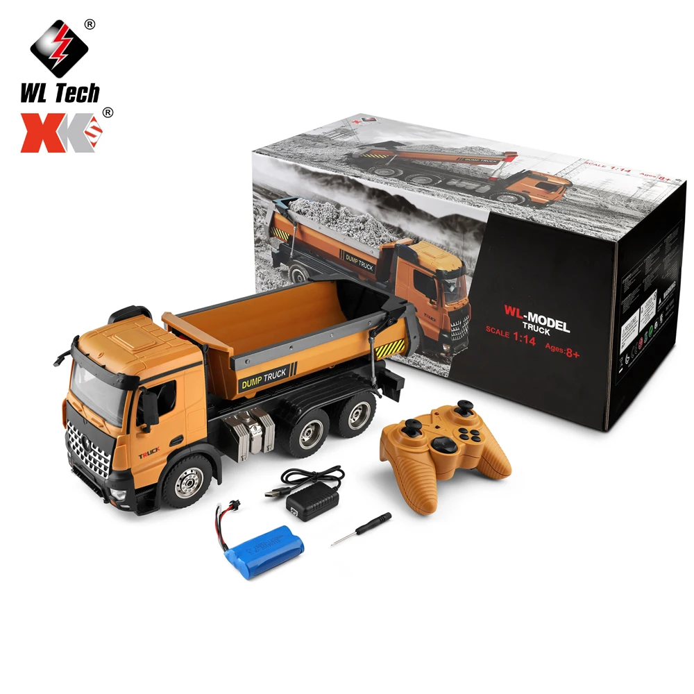 Wltoys XK 14600 RC Car 1:14 Engineering vehicle 2.4Ghz Radio Remote Control Crawler Dirt Dump Car Transporter Models Toys for Ki