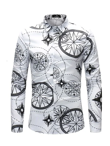 Новое поступление Модная фирменная одежда для мужчин Slim Fit Мужские рубашки с длинными рукавами мужские повседневные цветочные рубашки с 3D принтом Большие размеры 4XL - Цвет: CS39