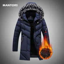 Меховая парка с длинным капюшоном для мужчин зимняя хлопковая стеганая куртка брендовая одежда модная Толстая Теплая мужская ветровка
