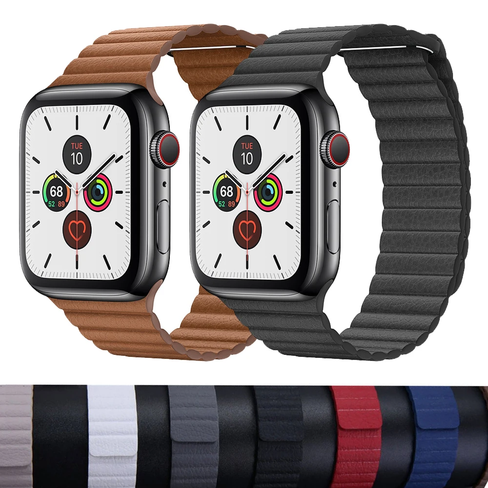 Кожаный ремешок для apple watch 44 мм 40 мм iWatch 42 мм 38 мм браслет с магнитной застежкой для apple watch 5 4 3 2 1