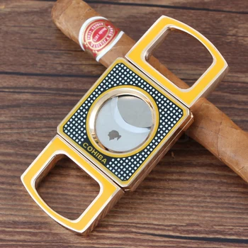 

COHIBA Pocket Cigar Cutter Sharp Cigar Cutting Knife Stainless Steel Cigars Guillotina Cutter Luxury Cigars Gadgets W/ Gift Box