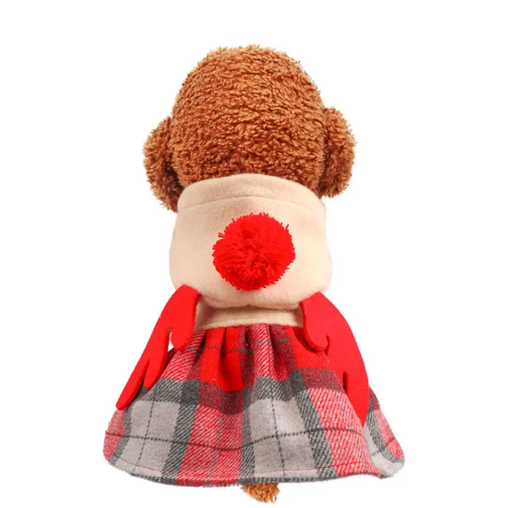 

Pet Winter Dog Cat Christmas Elk Red Plaid Warm Xmas Dress Clothes Cloak Apparel keeping your pets warm and making your pets loo