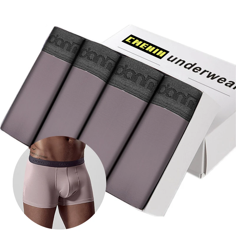 (4)AD306-Pink 4 шт., боксеры, нижнее белье из модала, мужское нижнее белье, хлопковые боксеры, трусы, дышащие боксеры, шорты для мужчин, Cueca, мужские трусы, боксеры, шорты - Цвет: (4)AD306-Pink