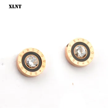 

XLNT Luxury Brand Be Love Letters Rose Gold Small Stud Earrings For Women Man Fashion Stainless Steel Zircon Earring Jewelry