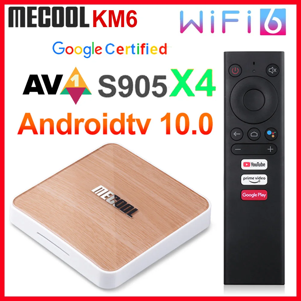 Mecool KM6 deluxe edition Amlogic S905X4 TV Box Android 10 4GB 64GB Wifi 6 Google Certified Support AV1 BT5.0 1000M Set Top Box