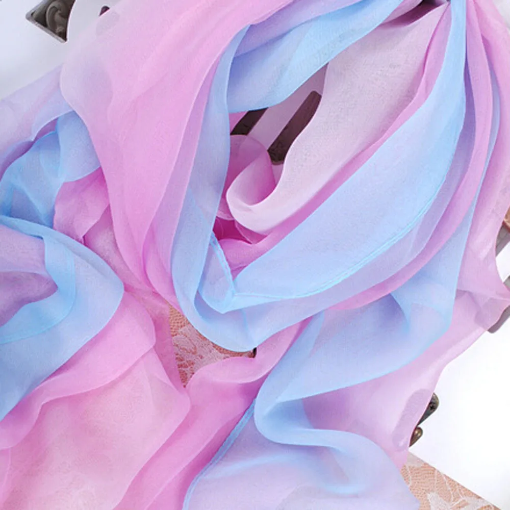 1 шт., женский шарф, градиентный, Радужный цвет, длинный, Женская шаль, шарф, платок для женщин, хиджаб, шарф,# L5