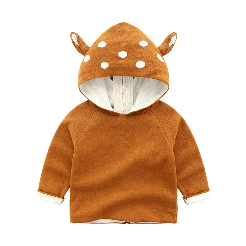 

2019 New Korean Children's Sweater With Ear Animal Hooded Kids Boy 2019 Cute Baby Clothes Cotton Pure Color Sweater Coat