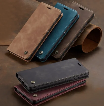 

Case for OnePlus 7 Luxury Logo Flip Cover Solid Color Leather 1+7 Pro Retro Magnetic Card Wallet 360 Protection Protective Book