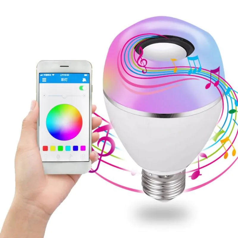 

Round Wireless Bluetooth LED Light Bulb Speaker RGB E26 Base Color Changing One-to-many Connection No Remote Control