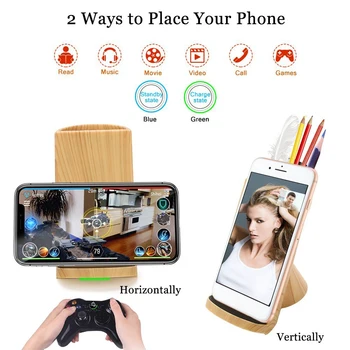 

qi Multi-function Wireless Quick Charging Pen Holder Wood Grain Wireless Charger