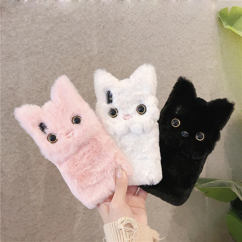 cute iphone cases Hoạt Hình Dễ Thương 3D Mèo Kitty Xòe Nữ Tính Dành Cho iPhone 11 Pro X XS Max XR 8 7 6 6S Plus Sang Trọng Bộ Lông Mềm Mại Ốp Lưng Silicon Funda Ốp Lưng apple charging case