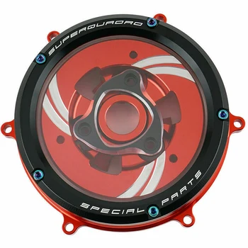 

Clear Clutch Cover Protector Guard for Ducati Panigale 1199 1299 959 R S 2012-2019 2013-2018(Black Circle+Red)