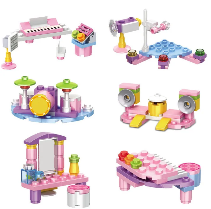 6 Pcs/Lot City Creator Friends Fairy Princess Star House Open Stage Building Stacking Block Toys Gift for Girls