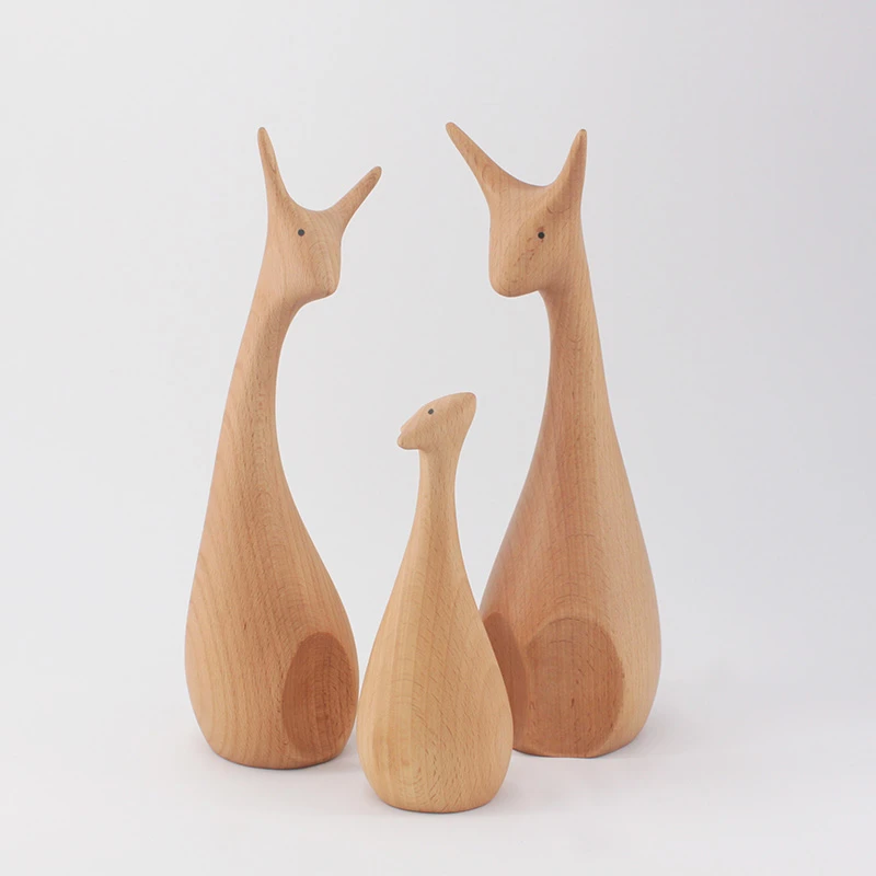 

Solid Wood Three-mouthed Deer Ornaments Home Decor Puppets Display Jewelry Accessories Shop Luxury Happy Birthday Crafts