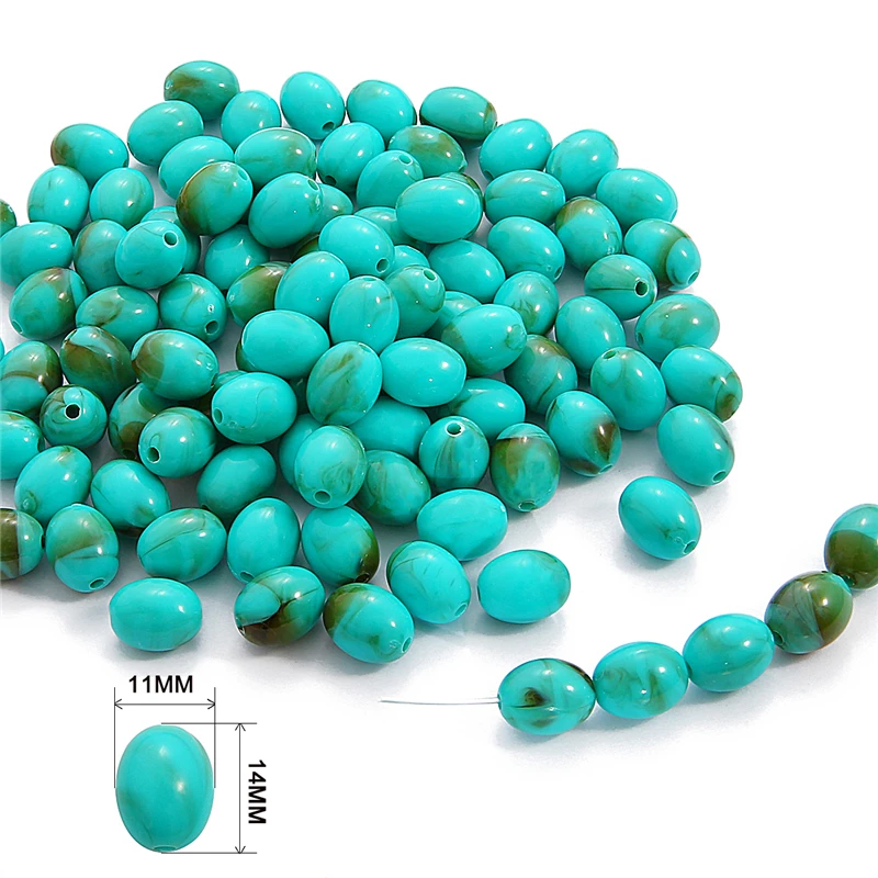 Blue Green KINGMAN TURQUOISE Round Beads-14mm-15pcs 