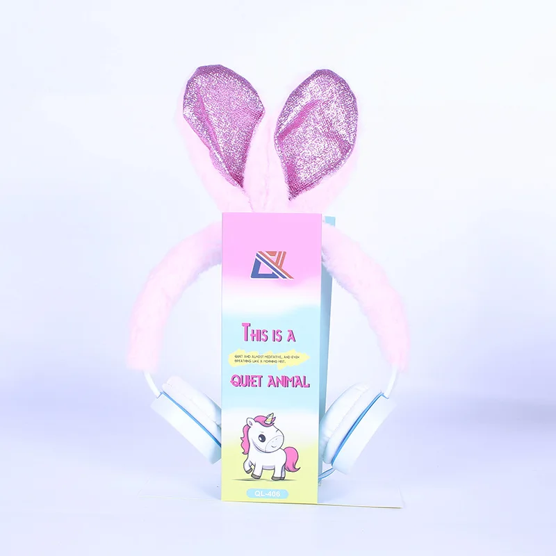 Cute Rabbit Ear Headphone Kids Stereo Headphones Music Earphone Headset for Boys Girls with 3 5mm Jack for Smartphone PC Bithday