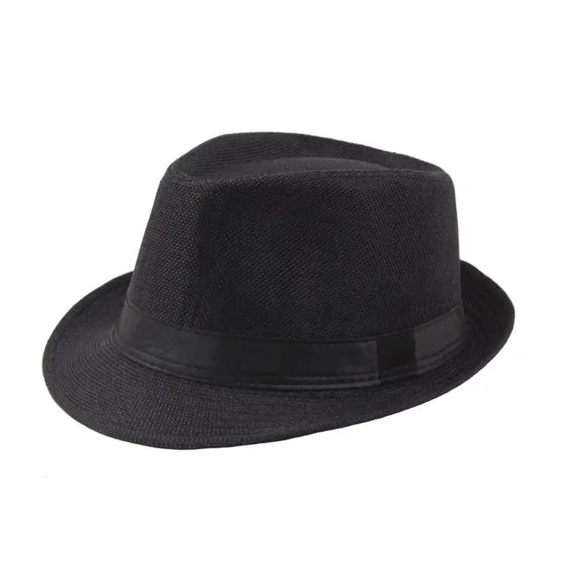 Новинка, модная мужская шляпа Fedoras, женская модная льняная джазовая шляпа на лето и весну, черная Шерстяная кепка, Уличная Повседневная Кепка - Цвет: D