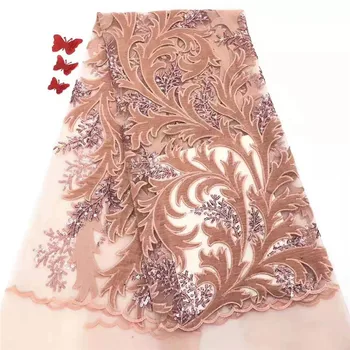 

Latest African Pink Lace Fabric 2019 Velvet Lace Fabric High Quality Nigerian Sequins Embroidery French Lace Fabric Wedding