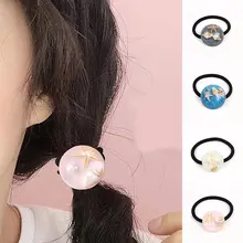 1 Uds. Lazos redondos de resina para el cabello brillante estrella de mar Concha cuerda para el cabello elástico Bola con banda de goma Anillo para el cabello accesorios para el cabello(China)