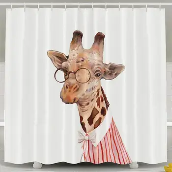 

Lady Giraffe Shower Curtain, Custom Waterproof Fabric Shower Curtain Sets Decoration 72 x 72