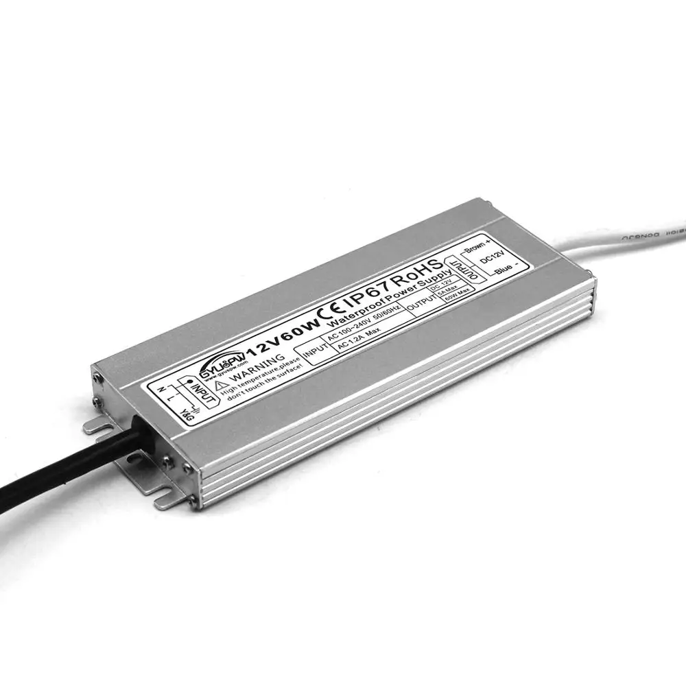 Ультратонкий источник питания IP67 водонепроницаемый 12V 5A 60W трансформаторы 100-240v AC DC12V сетевой адаптер для использования вне помещения для светодиодной полосы света CCTV