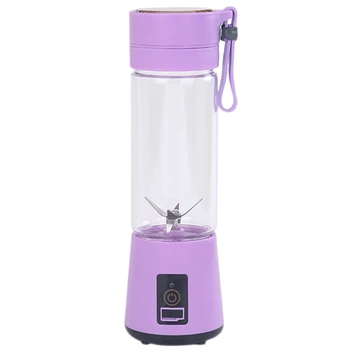 

420Ml Portable Juicer Glass Bottle Juicer USB Rechargeable 6 Blades Juicer Smoothie Blender Machine Mixer Mini Juice Cup Purple