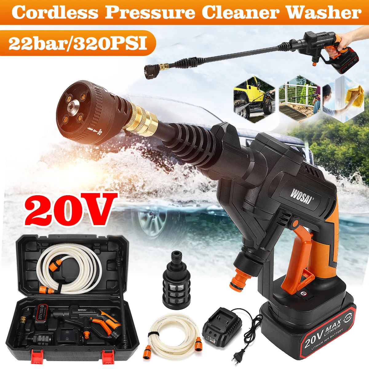 Портативное беспроводное электрическое водяное пистолеты 20 в мойка автомобиля