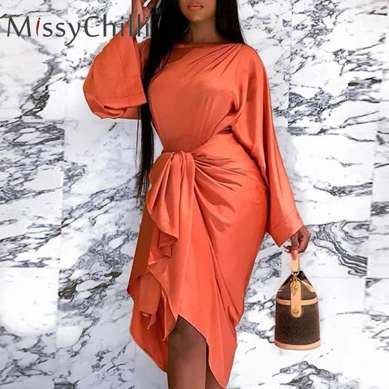 

MissyChilli Flare sleeve long wrap dress Women winter midi solid elegant dress Female party club night slim dress retro vestidos