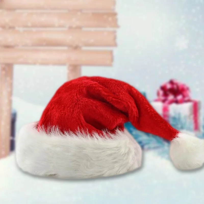 Праздничная Рождественская шляпа, красная и белая длинная плюшевая Шляпа Санты, праздничные вечерние шляпы для взрослых