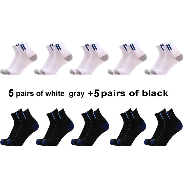 5 white gray 5 black 10 пар высококачественные профессиональные мужские носки удобные эластичные дышащие горные велосипедные хлопковые носки для мужчин meias2019 - Цвет: 5 white gray 5 black
