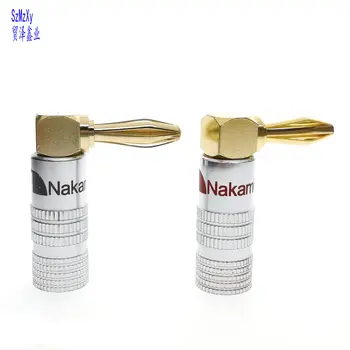 

10PCS 4MM Nakamichi Banana Plug Right Angle Speaker Banana Plug Adapter Wire Connector 24K Gold Plated For
