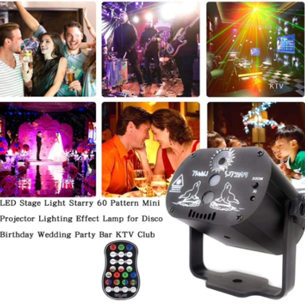 LED Disco DJ Party Projector Light USB Powered Sound Activate Red & Green Stage Lighting Effect Xmas Party Club Laser Light