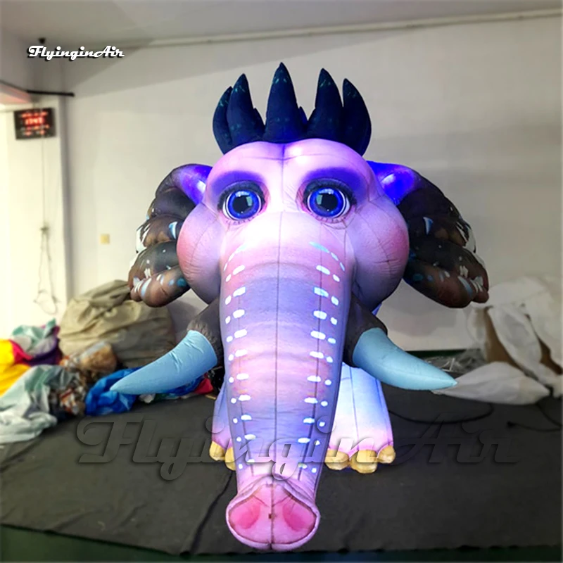 

Circus Parade Performance Lighting Walking Inflatable Elephant Costume 2m Blow Up Animal Mascot Elephant Suit For Stage Show