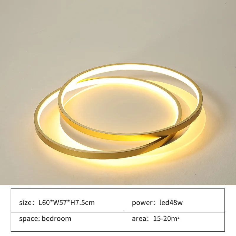 Modern Gold Led Chandelier For Bedroom Living Room Kitchen Study Design Ceiling Lamp Ring Round Remote Control Light Fixtures glass chandelier Chandeliers