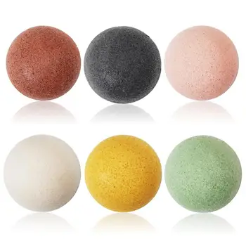 

6pcs Round Shape Konjac Sponge Cosmetic Puff Face Sponge Natural Konjac Puff Facial Cleanser Tool Wash Flutter