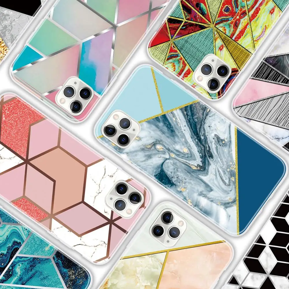 

Popular Marble Phone Case For iPhone 7 8 6 6s plus iPhone X Xr Xs Max 11 Pro Max Plating Marble Matte Soft TPU Cover Case Shell