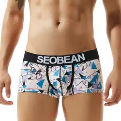 2019 Новый SEOBEAN Для мужчин боксеры нижнее белье хлопок Sexy Для мужчин нижнее белье бренда боксер сексуальное нижнее белье