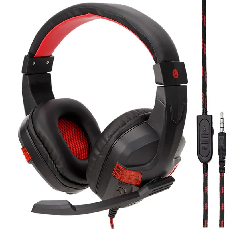 Красный PS4 игровая гарнитура компьютерные наушники стерео с микрофоном 3,5 мм разъем для ПК ноутбук Mac Xbox one мобильный телефон - Цвет: Красный