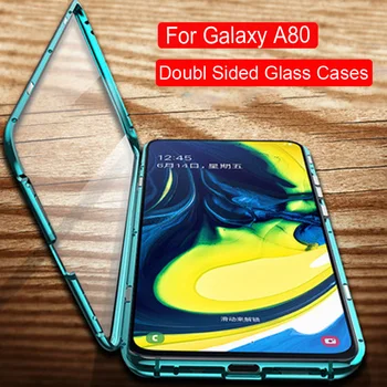 

Magnetic Adsorption Case For Samsung Galaxy A80 a 80 Metal Frame Doubl Sided Glass Cover For Galaxy A80 Protective Phone Case