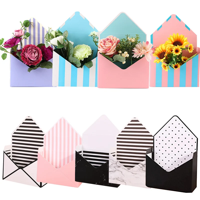 10pcs Envelope Flower Boxes Bouquet Gift Box Hand Holds Folding Floral