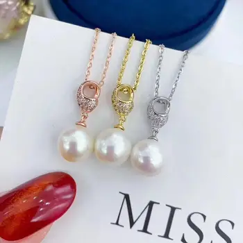

3 Color 925 Sterling Silver Pendant Base Settings Findings Mountings Girl's Parts for Oyster Edison Pearl Coral Jade Beads Stones