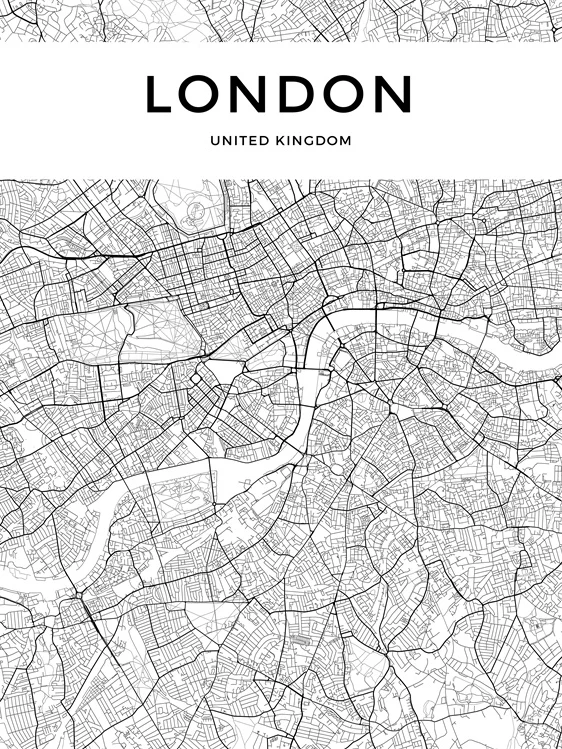 На заказ, Современная черно-белая карта городов мира, Лондона, Парижа, Нью-Йорка, плакаты, Рим, Карта города, печать на холсте - Цвет: London -White