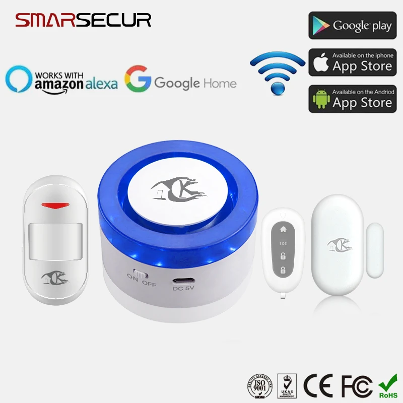 

Yobang Security Wifi Security Alarm Smart Siren Window Door PIR Sensor Security Support Tuya Amazon Alexa For Home Security Safe